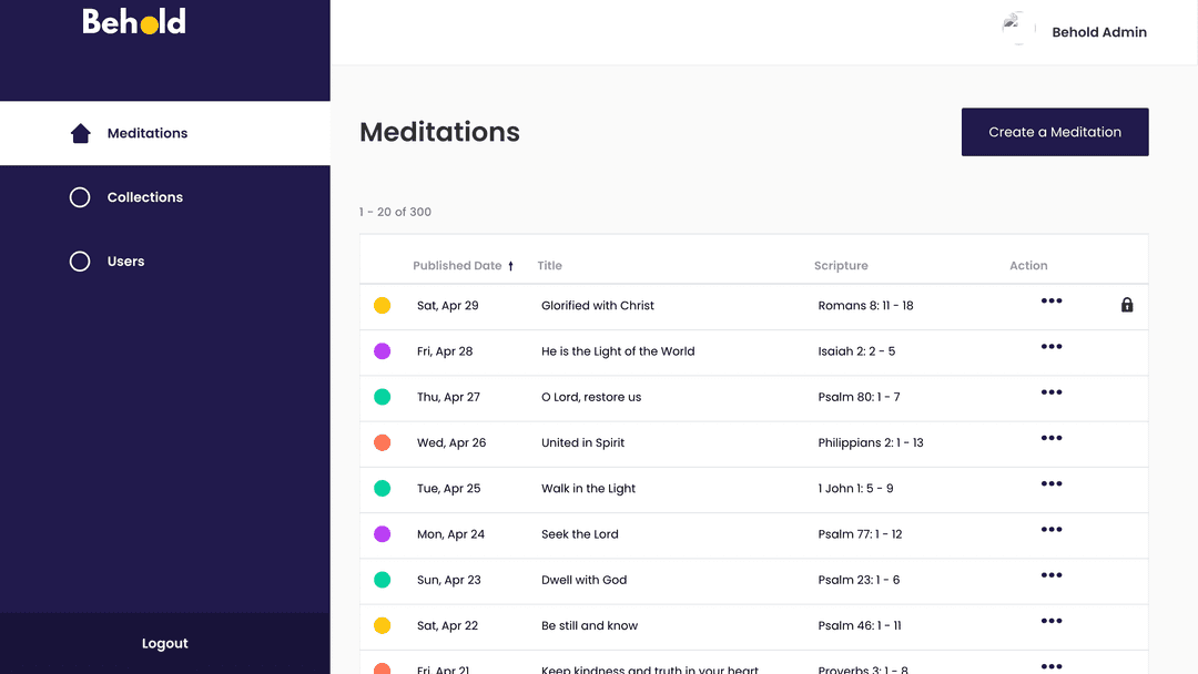 Behold Prayers / Management System